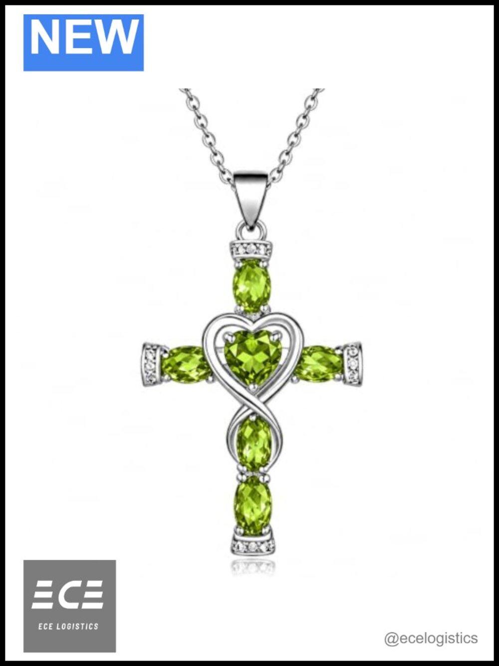 Birthstone Cross Necklace Heart Infinity Pendant 18-20in Lobster Claw